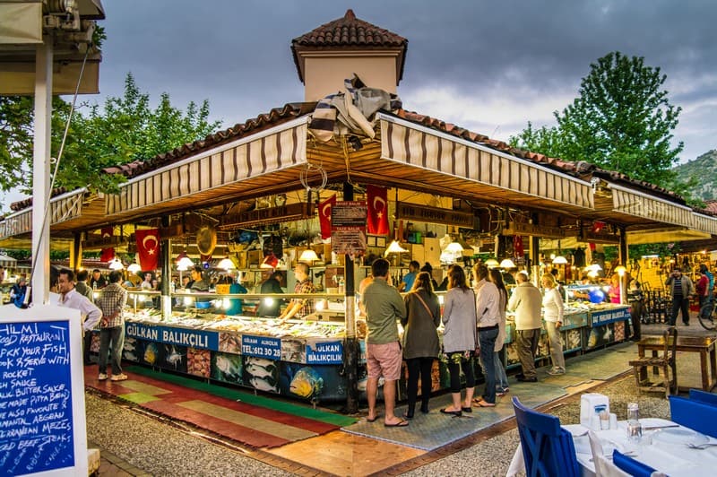 Devouring seafood at the Fethiye Fish Market