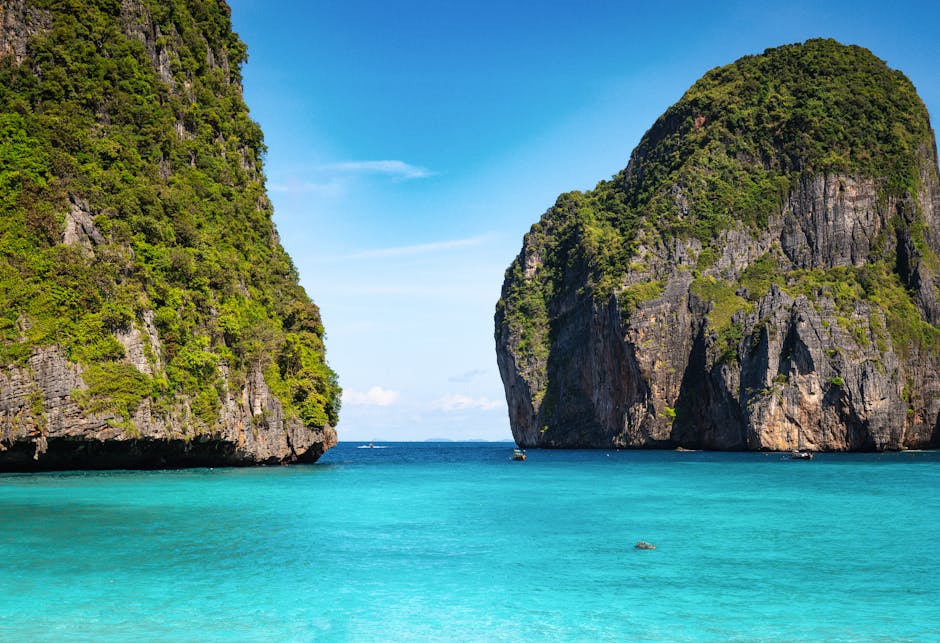 Emerald waters and limestone cliffs create a breathtaking view in Krabi, Thailand.