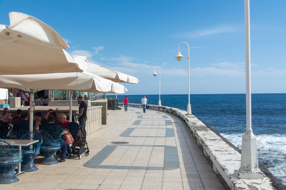 Relax at Arinaga promenade, a beautiful seaside walkway in Canary Islands, Spain.
