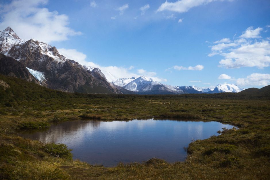 Patagonian mountains and lake in El Chalten