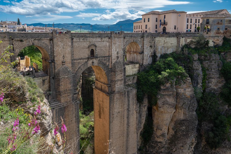 Stunning view of Puente Nuevo in Ronda, Spain, spanning a dramatic gorge.